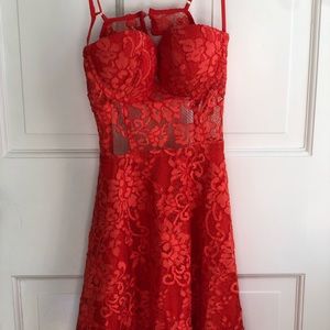 cute mini red lace dress